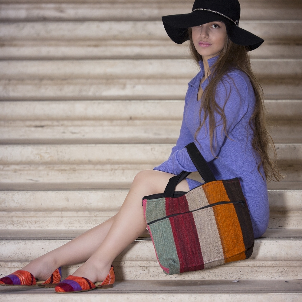 Handmade Shoulder Tote Bag Boho Andean Style + Gif